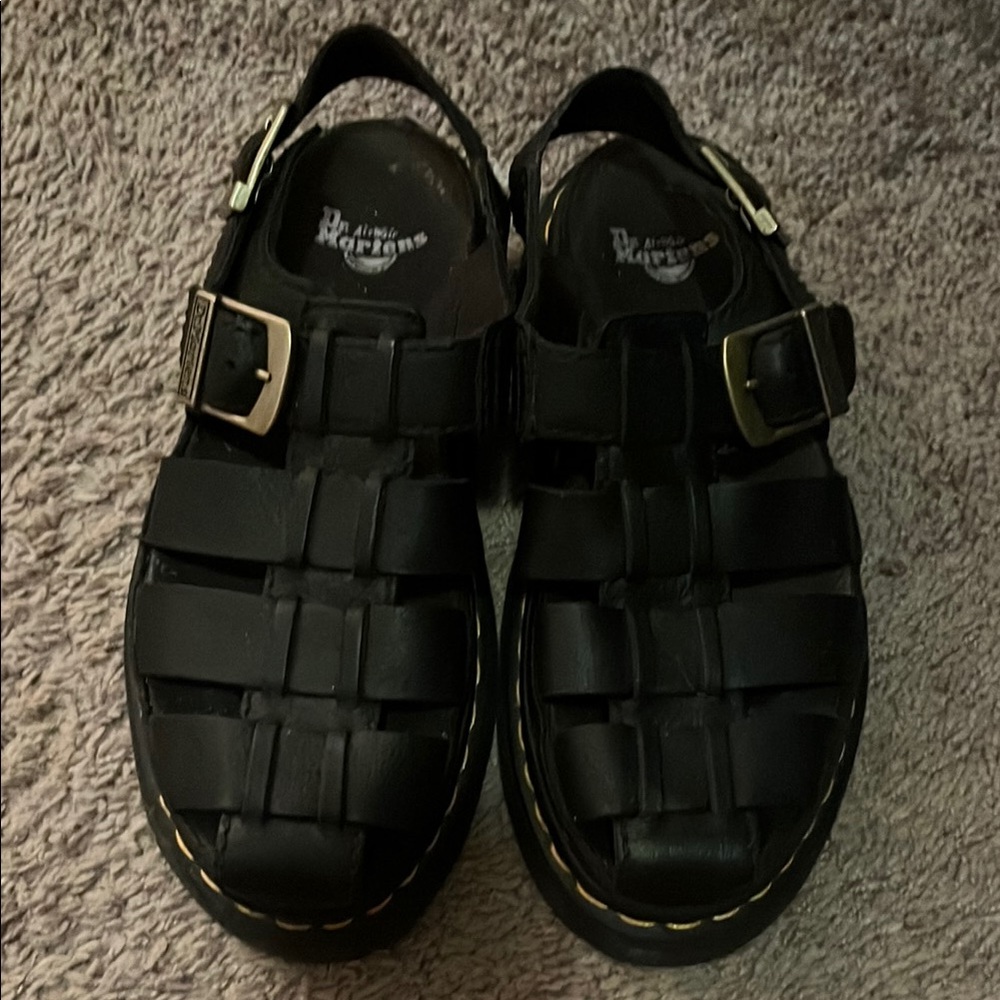 Dr. Martens Black Leather Sandals with Adjustable Buckle - Picture 3 of 13